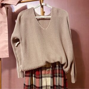 Like new Lucky Brand camel tan V-Neck Sweater